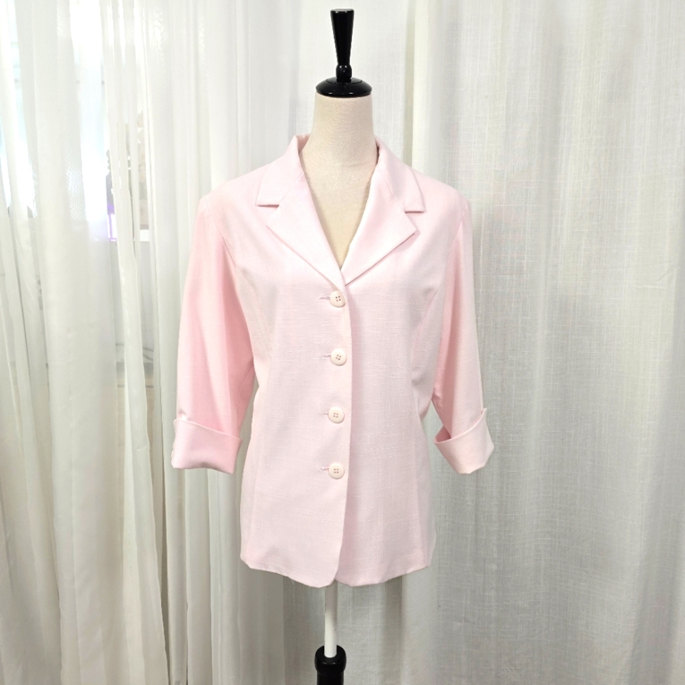 2/$30 Dressbarn Petal Powder‎ Pastel Pink Womens Blazer Plus Sz 1X Wedding Guest